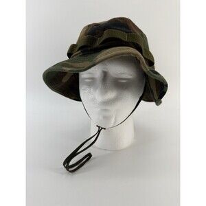 Military Army Camo Type II Boonie Bucket Hat Cap Size 7 1/2 USA made